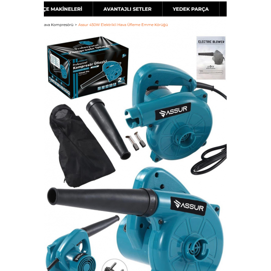 Profesyonel MODEL:BL11 Hava Üfleme Makine Körük - Kompresör 450W Üfleme Hız = 0.26M3 / Dak. A