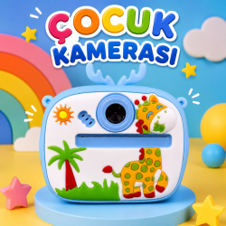 Çocuk Kamerası Fotoğraf ve Video Çekim Özellikli Sevimli Desenli Dijital Eğitici Oyuncak Kamera