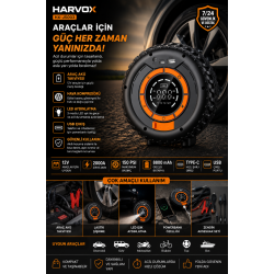 HARVOX HX-JS003 4'Ü 1 ARADA AKÜ TAKVİYELİ HAVA KOMPRESÖRÜ