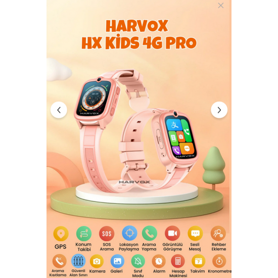 HARVOX HX Kids 4G Pro Sim Kartlı Gps Akıllı Çocuk Saati Konum Takibi Arama Konuşma 4G Destekli