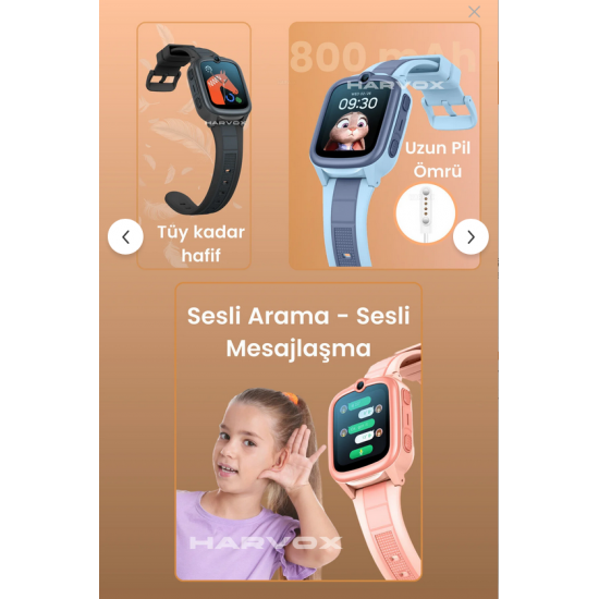 HARVOX HX Kids 4G Pro Sim Kartlı Gps Akıllı Çocuk Saati Konum Takibi Arama Konuşma 4G Destekli