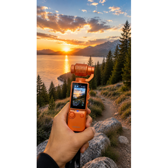 4K UHD Gimbal Kamera 32GB Hafıza Kartlı Tripodlu El Kamerası Video Kayıt Vlog Seyahat Kamerası