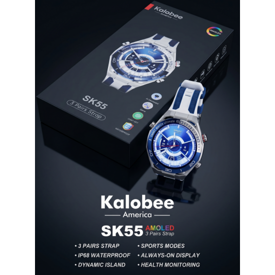 KALOBEE AMERICA SK55 AMOLED AKILLI SAAT (3 KORDONLU)