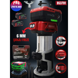 RETOOLS Bordo BS3701 21V Profesyonel 6 mm Akülü El Tipi Yönlendirici ve Kenar Kesme Makinesi (Çift Akülü)