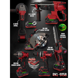 RETOOLS Bordo 21V Profesyonel Akülü Şarjlı 6'lı Usta Seti (Daire Testere, Dekopaj ve Yardımcı Ekipmanlar)