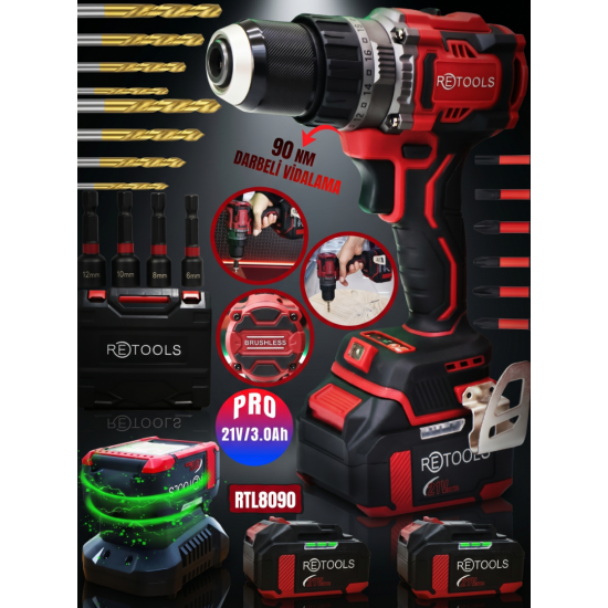 RETOOLS RTL8090 BORDO 90 NM ŞARJLI VİDALAMA