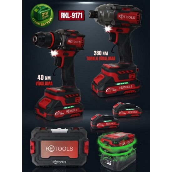 RETOOLS RKL-9171 BORDO 2'Lİ VİDALAMA SETİ