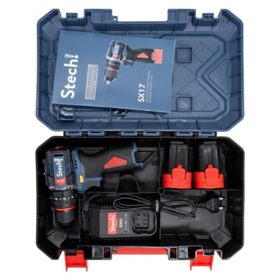 Stech SX17-2X2.0 Akülü Kömürsüz Darbeli Matkap 16V 2.0AH 50NM