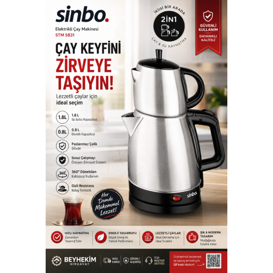 Sinbo STM 5831 Elektrikli Çay Makinesi