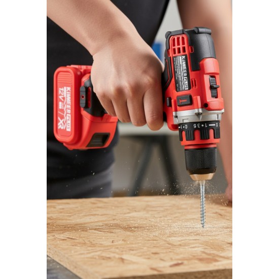 KİMMEER PLUS 12v 1.5 Ah Metal Şanzıman Çift Akülü Şarjlı 24 Parça Akülü darbeli Vidalama Matkap