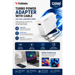 TORIMA 120W Turbo Power Adaptör (Kablolu) – Hızlı ve Güvenli Şarj Deneyimi
