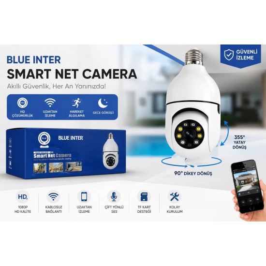 BLUE INTER Smart Net Camera E27 Akıllı Wi-Fi Ampul Kamera