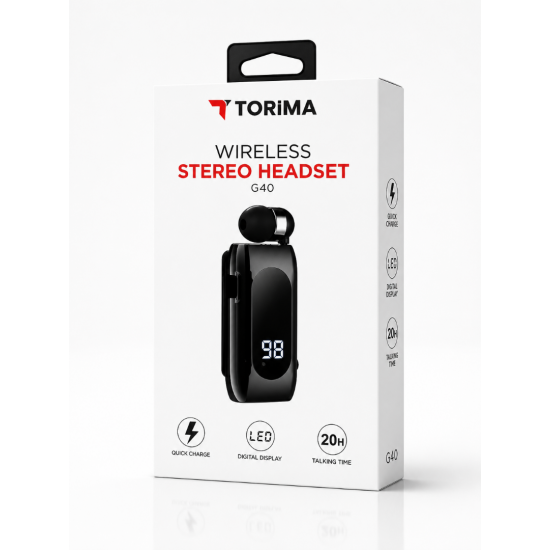 TORIMA G40 Kablosuz Bluetooth Kulaklık LED Göstergeli Şarj Kutulu
