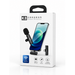 K8 Kablosuz Yaka Mikrofonu Type-C Akıllı Telefon Uyumlu Wireless Mikrofon
