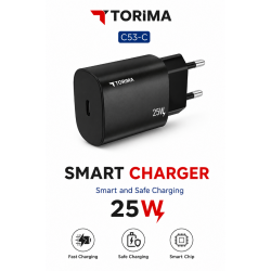 TORIMA C53-C 25W USB-C Hızlı Şarj Adaptörü PD Destekli Akıllı Şarj Cihazı