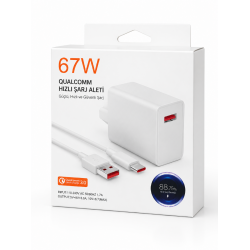 67W Qualcomm Quick Charge 3.0 USB-A Hızlı Şarj Adaptörü Type-C Kablolu