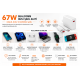 67W Qualcomm Quick Charge 3.0 USB-A Hızlı Şarj Adaptörü Type-C Kablolu