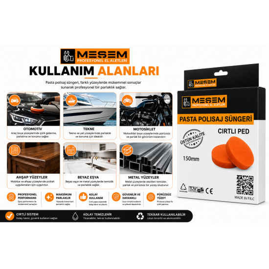 MESEM 150 mm Cırtlı Pasta Polisaj Süngeri