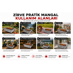 ZİRVE Pratik Mangal 30x45 cm Katlanabilir Izgara Mangal