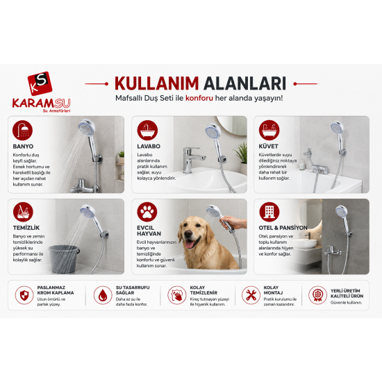 Karamsu Mafsallı Duş Seti