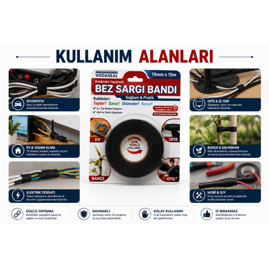 VODASEAL Super FIX Çift Taraflı Montaj Bandı Gri 19 mm x 5 Metre