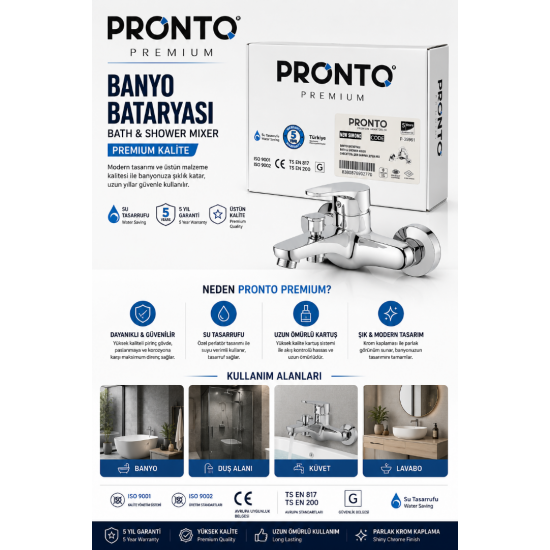 PRONTO Premium Banyo Bataryası ve Duş Seti