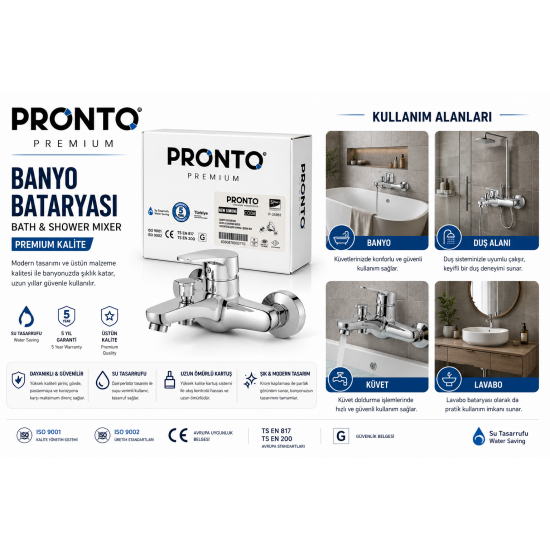 PRONTO Premium Banyo Bataryası ve Duş Seti