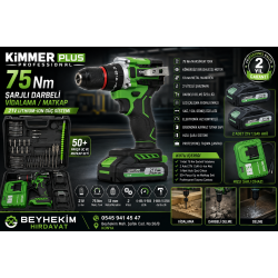 KIMMEER PLUS 21V Akülü Vidalama Kömürsüz Motor Şarjlı Matkap