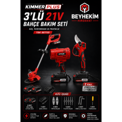KİMMER PLUS 3'lü 21V Şarjlı Bahçe Bakım Seti