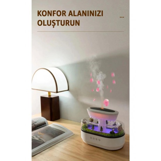 Yağmur Damlası Hava Nemlendirici - Aromaterapi Difüzör - 7 Renk Rgb - Dinlendirici Sesler - Sessiz Çalışma - Damlama Sesi -
