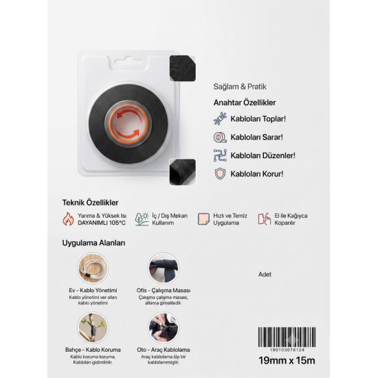 VODASEAL Kendinden Yapışkanlı Bez Sargı Bandı 19 mm x 15 Metre