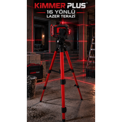 Kimmeer Plus 360° 16 Çizgili Yeşil Lazer Metre Terazi Otomatik Hizalamalı Tripodlu Set