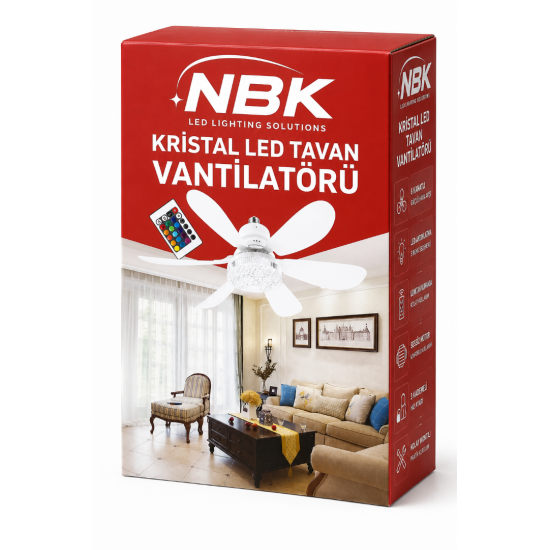 NBK Kristal LED Tavan Vantilatörü