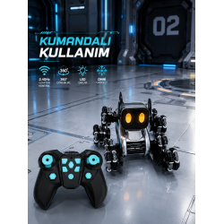 8 Tekerlekli Kumandalı Robot Köpek 2.4 GHz Mecanum Tekerlekli LED Işıklı Müzikli Akrobatik Oyuncak 6+ Yaş