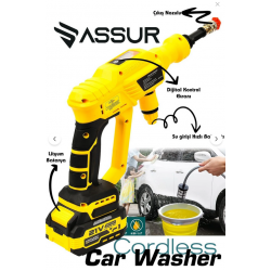 ASSUR 21v Kömürsüz Motor Yüksek Basınçlı Akülü Oto Araba Yıkama Makinesi Şarjlı