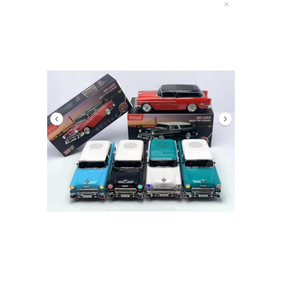 Torima Bluetooth Hoparlör Klasik Araba Tasarımlı USB TF FM Destekli WS-1955 Kırmızı