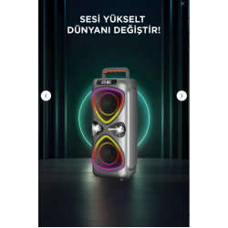 Torima Bluetooh Hoparlör Mikrofonlu Led Işıklı Parti Speaker D78 Gri