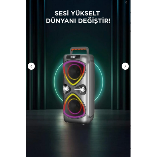 Torima Bluetooh Hoparlör Mikrofonlu Led Işıklı Parti Speaker D78 Gri
