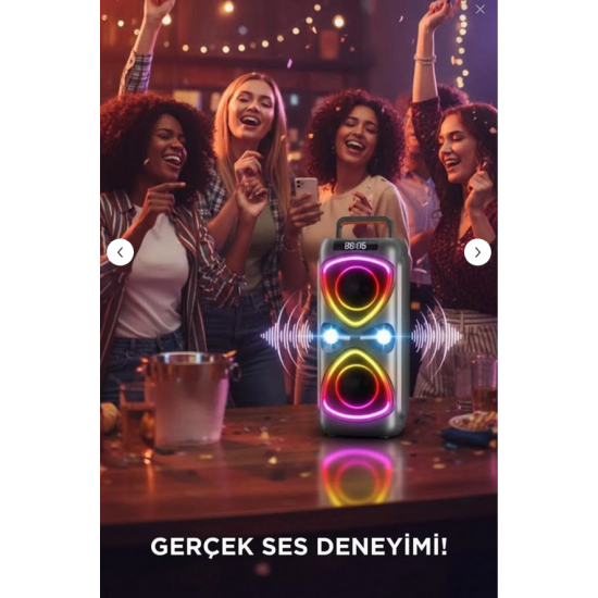 Torima Bluetooh Hoparlör Mikrofonlu Led Işıklı Parti Speaker D78 Gri