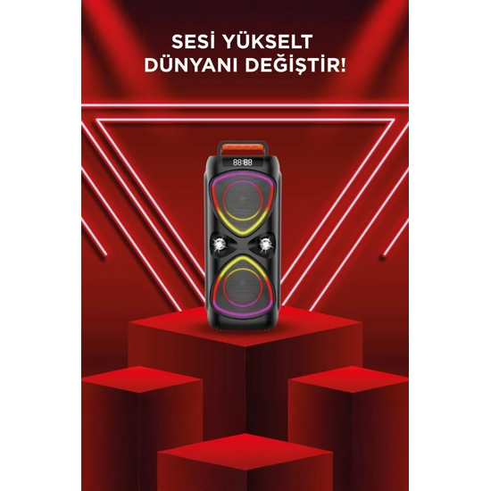  Torima Bluetooh Hoparlör Mikrofonlu Led Işıklı Parti Speaker D78 Siyah