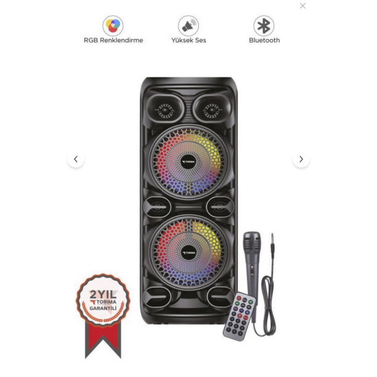 Torima D28 Siyah RGB Işıklı Mikrofonlu Kumandalı USB/TF/BT/FM/AUX Bluetooth Hoparlör