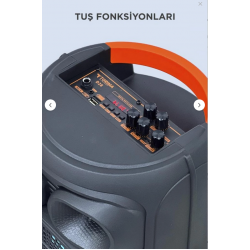Torima D28 Siyah RGB Işıklı Mikrofonlu Kumandalı USB/TF/BT/FM/AUX Bluetooth Hoparlör