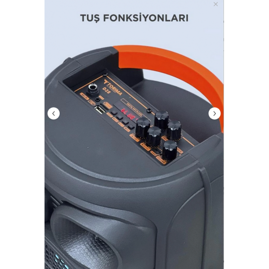 Torima D28 Siyah RGB Işıklı Mikrofonlu Kumandalı USB/TF/BT/FM/AUX Bluetooth Hoparlör