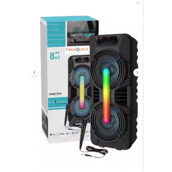 GTS-1702 Taşınabilir  Bluetooth Mikrofonlu RGB Işıklı 8X2 inç Hoparlör Fm Radyo Usb Tf kart