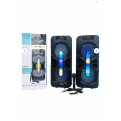  GTS-1702 Taşınabilir  Bluetooth Mikrofonlu RGB Işıklı 8X2 inç Hoparlör Fm Radyo Usb Tf kart