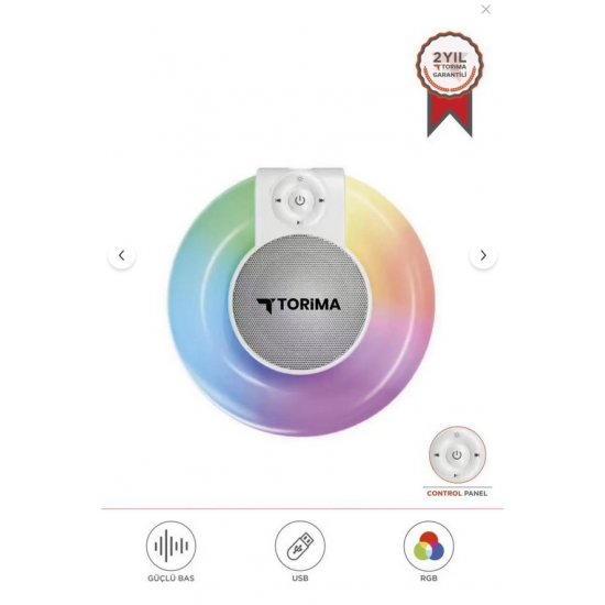 Torima Bluetooth Hoparlör Rgb Işıklı Kablosuz Speaker D65 Beyaz