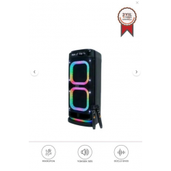 Torima BTS-2121 Siyah Çift Mikrofonlu RGB Ledli Taşınabilir Bluetooth Hoparlör Parti Speaker