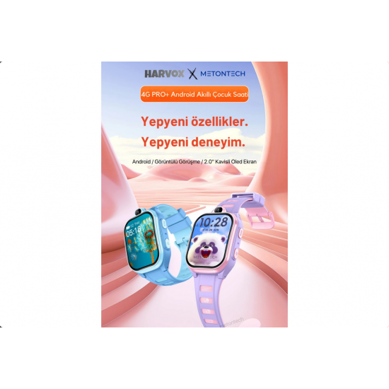 MactivePro HARVOX HX Kids 4G Pro+ Plus Android Sim Kartlı Akıllı Çocuk Saati | GPS,Konum,Kamera,Görüntülü Görüşme,Yüz Tanıma Pembe