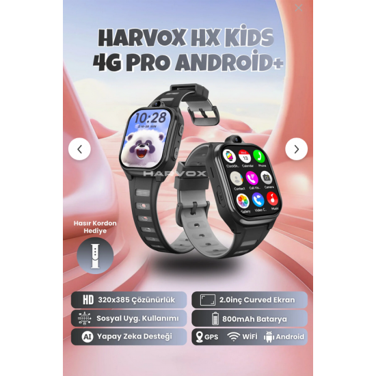 HARVOX HX Kids 4G Pro+ Android Sim Kartlı Gps Akıllı Çocuk Saati Konum Takibi Görüntülü Konuşma 4G Destekli