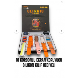 Mmctech Smart Watch 8 Ultra 49 Mm 10 In 1 Akıllı Saat 10 Kordonlu Takvim Spor Whatsapp Menülü Koruma Kılıflı